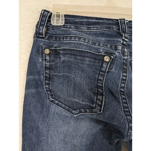 Miss Me Wild Flower Mid Rise Embellished Front Inseam (33") Jeans Size 29 - Picture 11 of 16